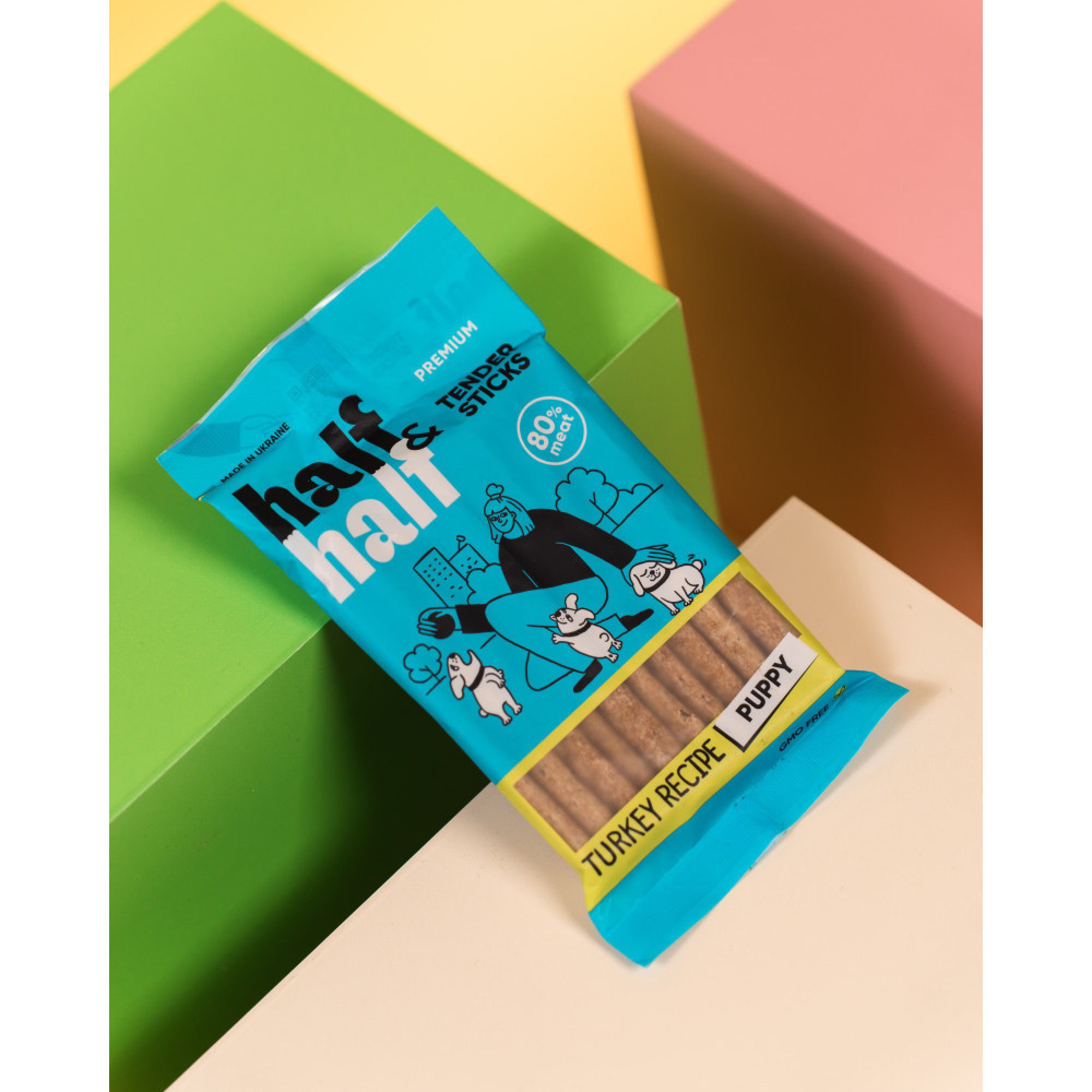 Лакомство HalfHalf мясные палочки для щенков, с индейкой 100 г