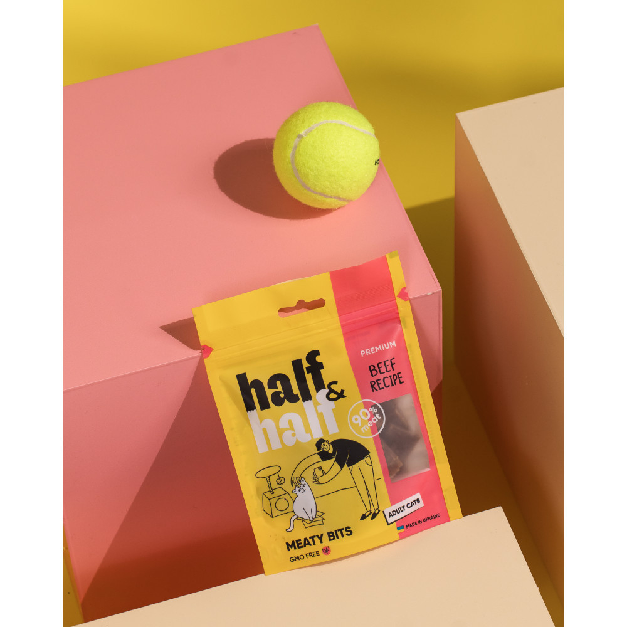 Лакомство HalfHalf мясные кусочки для кошек, с говядиной 50 г