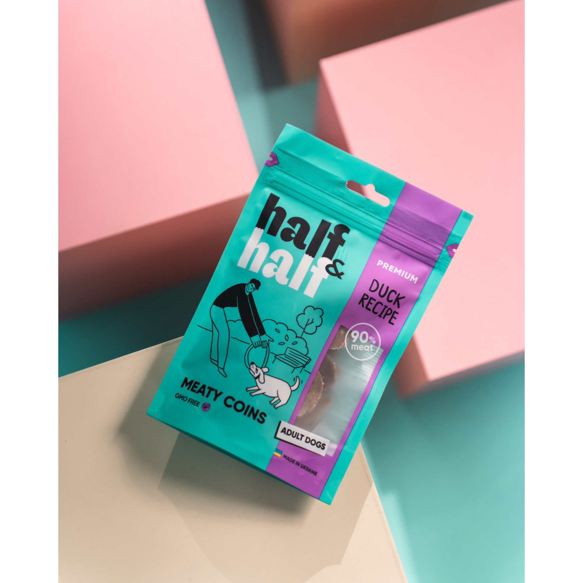 Лакомство HalfHalf мясные монетки для собак с уткой 100 г