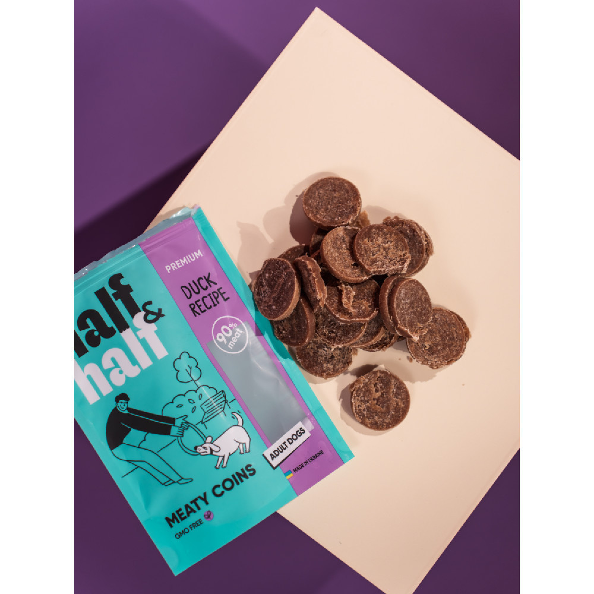 Лакомство HalfHalf мясные монетки для собак с уткой 100 г