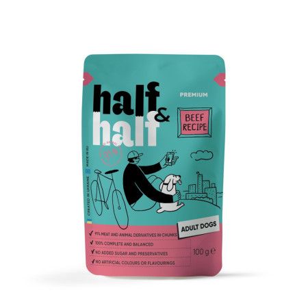 Корм вологий Half&Half Beef in Gravy for Adult Dogs шматочки яловичини в соусі для дорослих собак 100 г