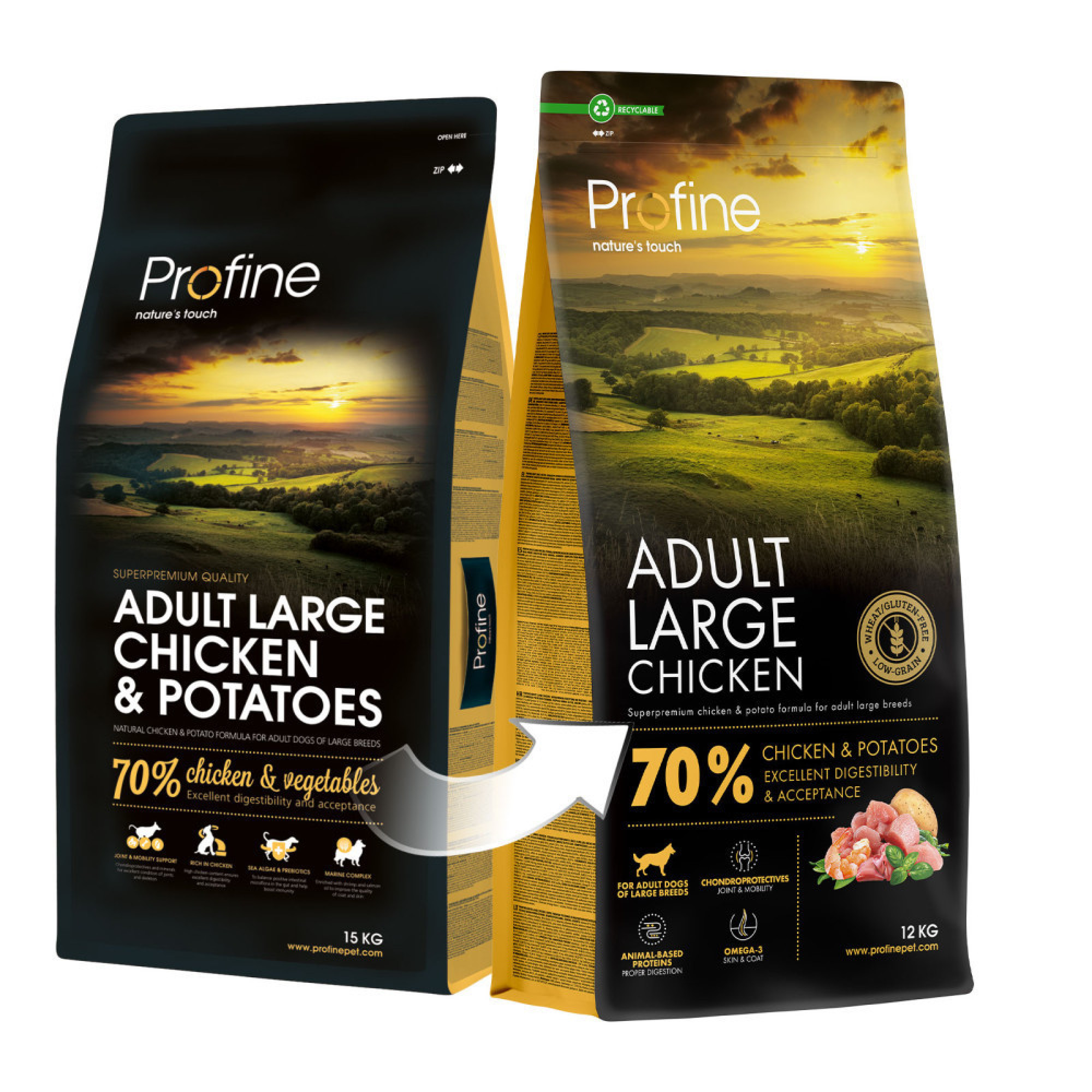 Корм сухий Profine Large Chicken and Potatoes для собак великих порід курка і картопля 12 кг