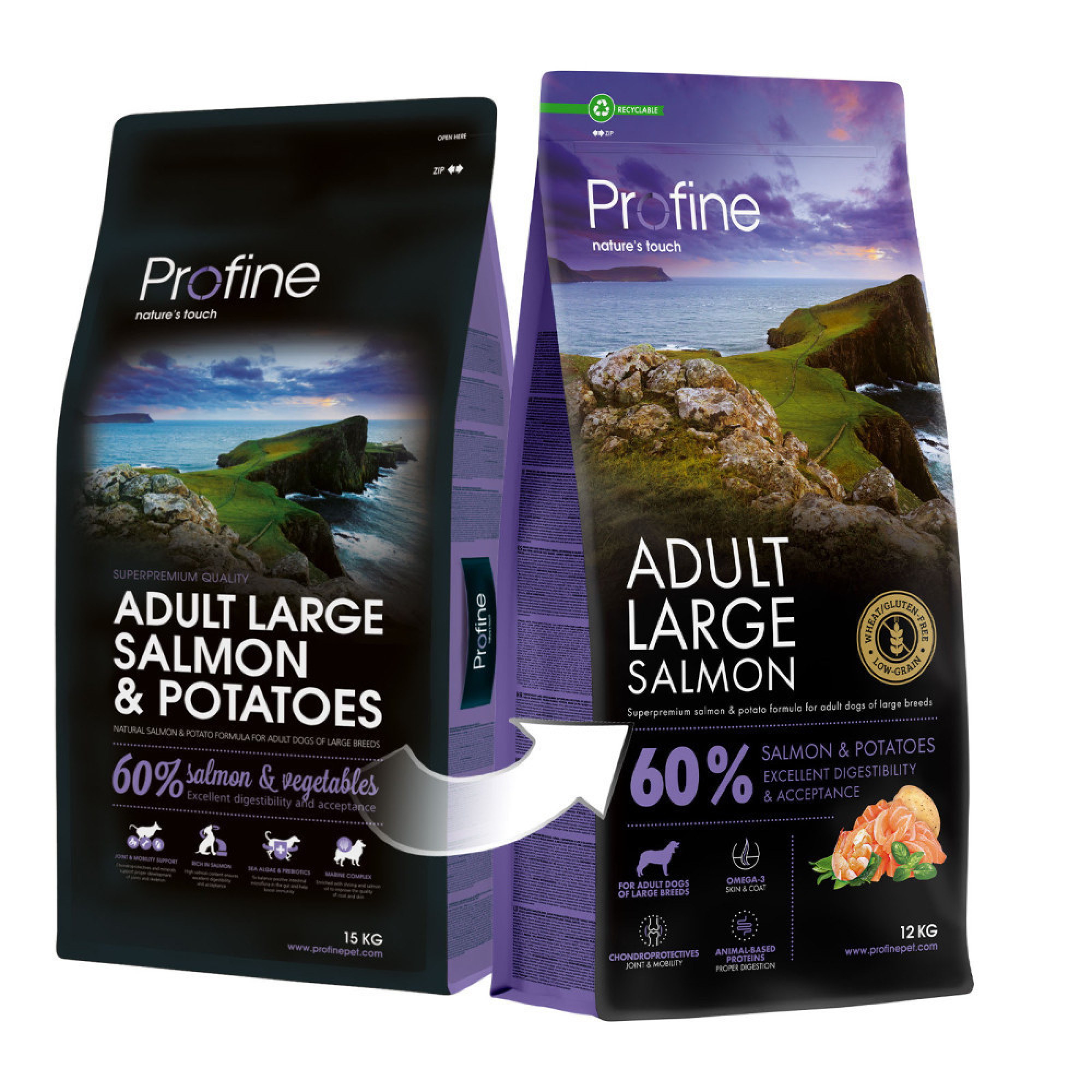 Корм сухий Profine Large Salmon and Potatoes для собак великих порід лосось і картопля 12 кг