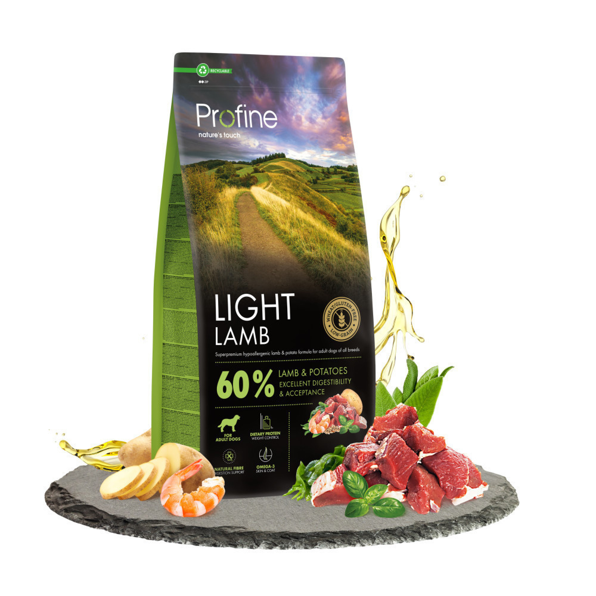 Корм сухий Profine Light Lamb and Potatoes для собак з надмірною вагою ягня і картопля 12 кг