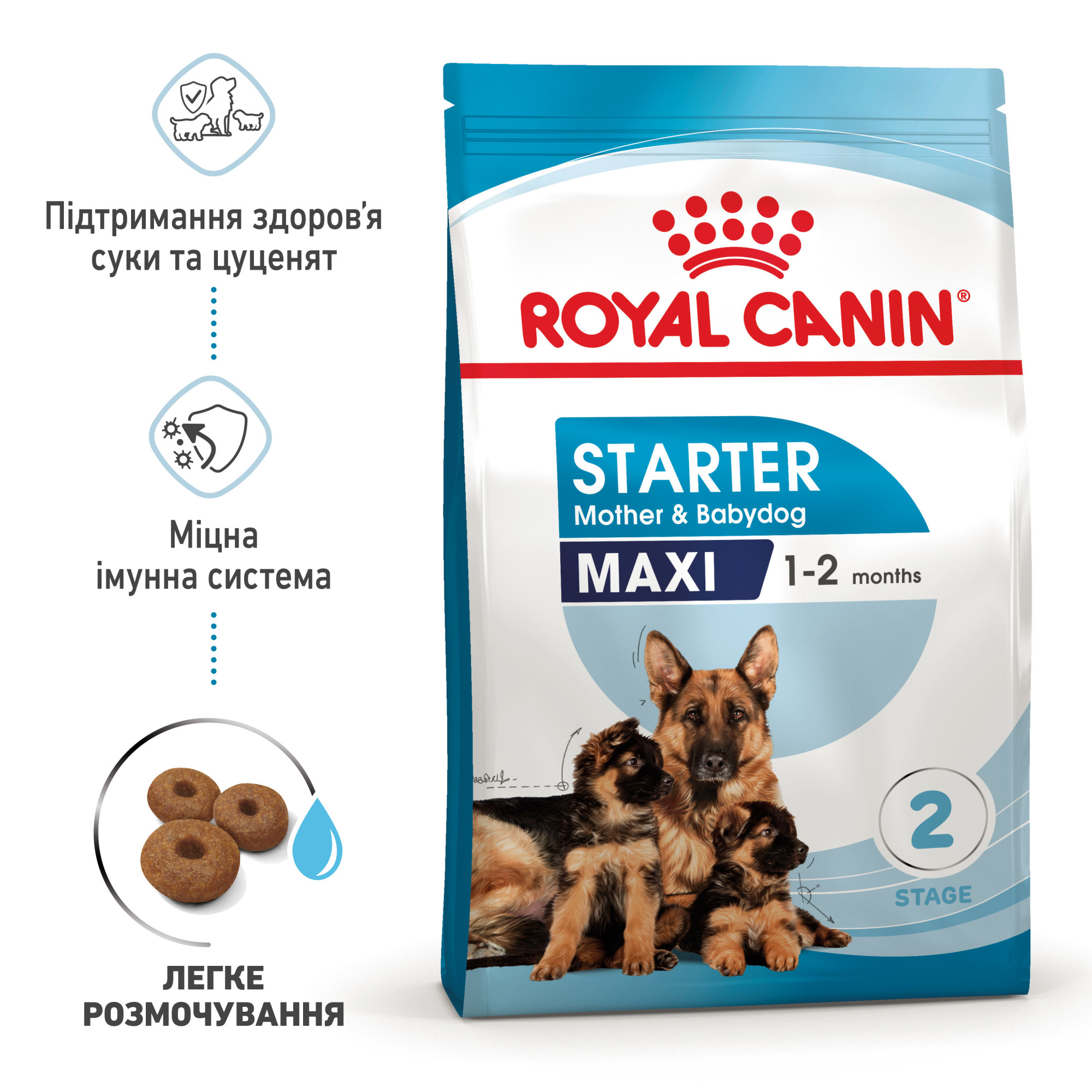 Royal Canin Maxi Starter – сухий корм для великих порід у період вагітності та лактації, а також для цуценят до 2 місяців, 4 кг