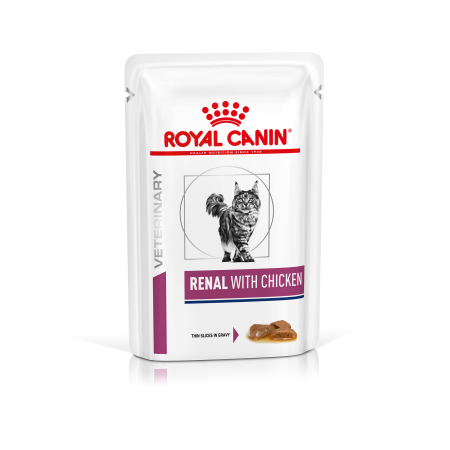 Royal Canin Renal Feline Chicken – вологий дієтичний корм у паучах з куркою для котів із хронічною нирковою недостатністю, 85 г