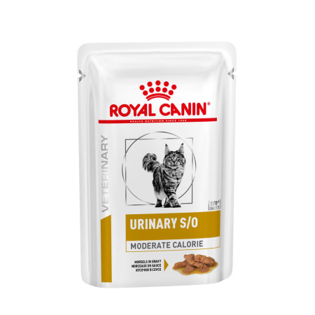 Royal Canin Urinary S/O Feline Moderate Calorie Pouches – вологий дієтичний корм у паучах для котів з урологічними проблемами та схильністю до набору ваги, 85 г