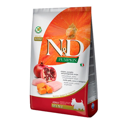 Farmina N&D Pumpkin Grain Free Dog Adult Mini Chicken & Pomegranate – сухий беззерновий корм з куркою, гарбузом та гранатом для дорослих собак малих порід, 7 кг Farmina N&D Pumpkin Grain Free Dog Adult Mini Chicken & Pomegranate – сухий беззерновий корм з куркою, гарбузом та гранатом для дорослих собак малих порід, 7 кг