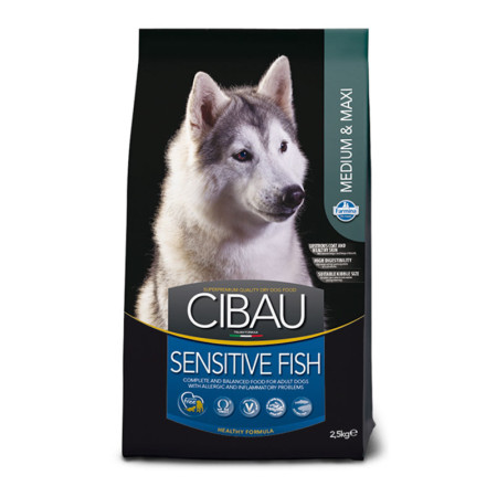Farmina Cibau Sensitive Adult Medium & Maxi Fish — повнораціонний сухий корм з рибою для дорослих собак середніх і великих порід з чутливим травленням, 12 кг