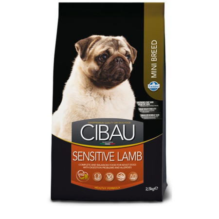 Farmina Cibau Sensitive Adult Small Breed Lamb — повнораціонний сухий корм з ягням для собак дрібних порід із чутливим травленням, 2.5 кг