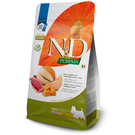 Farmina N&D Pumpkin Grain Free Dog Adult Mini Duck & Cantaloupe – беззерновий сухий корм з качкою, гарбузом та мускатною динею для дорослих собак дрібних порід, 2 кг