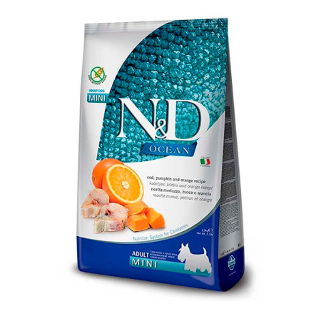Farmina N&D Ocean Dog Adult Mini Cod, Pumpkin & Orange – повнораціонний беззерновий сухий корм з тріскою, гарбузом та апельсином для дорослих собак малих порід, 7 кг Farmina N&D Ocean Dog Adult Mini Cod, Pumpkin & Orange – повнораціонний беззерновий сухий корм з тріскою, гарбузом та апельсином для дорослих собак малих порід, 7 кг