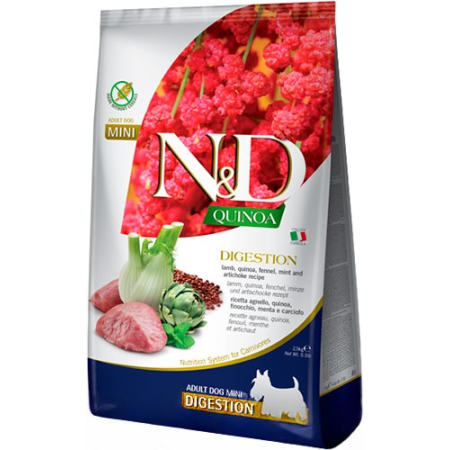 Farmina N&D Quinoa Dog Adult Mini Digestion Lamb & Fennel – повнораціонний беззерновий сухий корм з ягням та фенхелем для дорослих собак малих порід , 2.5 кг Farmina N&D Quinoa Dog Adult Mini Digestion Lamb & Fennel – повнораціонний беззерновий сухий корм з ягням та фенхелем для дорослих собак малих порід , 2.5 кг