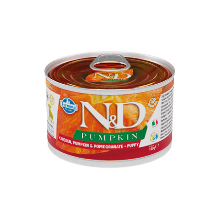 Farmina N&D Pumpkin Grain Free Puppy Mini Chicken, Pumpkin & Pomegranate Cans – повнораціонний беззерновий вологий корм з куркою, гарбузом і гранатом для цуценят малих порід Farmina N&D Pumpkin Grain Free Puppy Mini Chicken, Pumpkin & Pomegranate Cans – повнораціонний беззерновий вологий корм з куркою, гарбузом і гранатом для цуценят малих порід