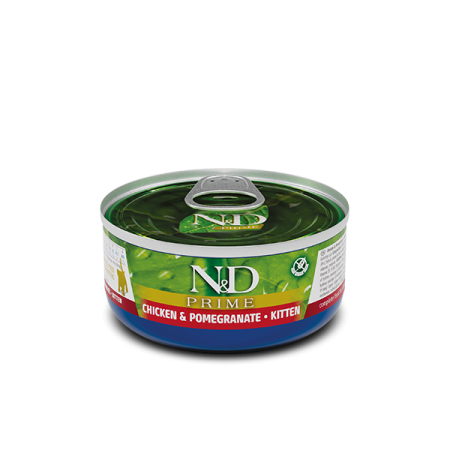 Farmina N&D Prime Grain Free Kitten Chicken & Pomegranate Cans — повнораціонний беззерновий вологий корм для кошенят із куркою та гранатом Farmina N&D Prime Grain Free Kitten Chicken & Pomegranate Cans — повнораціонний беззерновий вологий корм для кошенят із куркою та гранатом