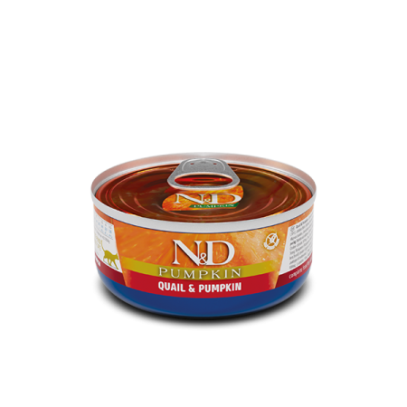Farmina N&D Pumpkin Grain Free Cat Adult Quail & Pumpkin Cans — повнораціонний беззерновий вологий корм для дорослих котів із перепілкою та гарбузом Farmina N&D Pumpkin Grain Free Cat Adult Quail & Pumpkin Cans — повнораціонний беззерновий вологий корм для дорослих котів із перепілкою та гарбузом