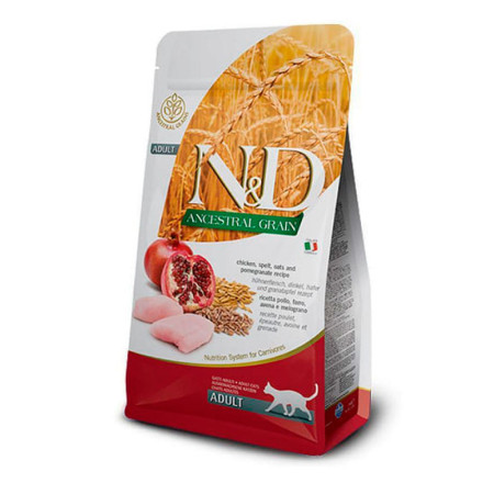 Farmina N&D Ancestral Grain Cat Adult Chicken & Pomegranate — повнораціонний сухий корм для дорослих котів з куркою, гранатом і натуральними злаками, 10 кг Farmina N&D Ancestral Grain Cat Adult Chicken & Pomegranate — повнораціонний сухий корм для дорослих котів з куркою, гранатом і натуральними злаками, 10 кг