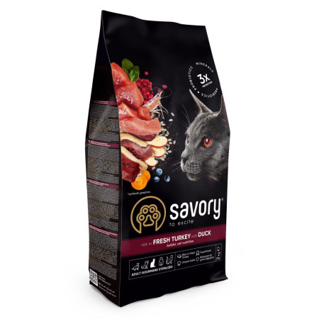 Корм сухий Savory Adult Cat Steril Fresh Turkey with Duck для стерилізованих котів з індичкою та качкою 2 кг Корм сухий Savory Adult Cat Steril Fresh Turkey with Duck для стерилізованих котів з індичкою та качкою 2 кг