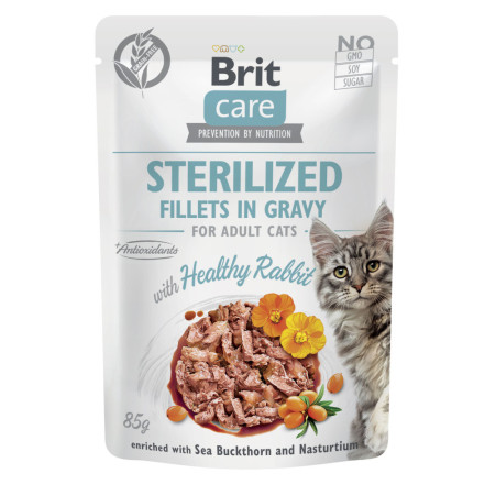 Brit Care Cat Fillets in Gravy Sterilized з кроликом – вологий корм суперпреміум-класу для стерилізованих котів, 85 г Brit Care Cat Fillets in Gravy Sterilized з кроликом – вологий корм суперпреміум-класу для стерилізованих котів, 85 г