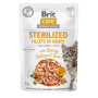 Brit Care Cat Fillets in Gravy Sterilized з лососем і тунцем — повнораціонний беззерновий вологий корм для стерилізованих котів, 85 г
