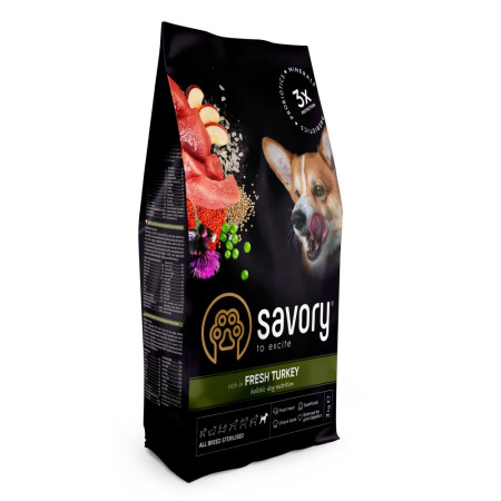 Savory All Breed Sterilised rich in Fresh Turkey: Для стерилізованих собак усіх порід зі свіжою індичкою, 3 кг Savory All Breed Sterilised rich in Fresh Turkey: Для стерилізованих собак усіх порід зі свіжою індичкою, 3 кг