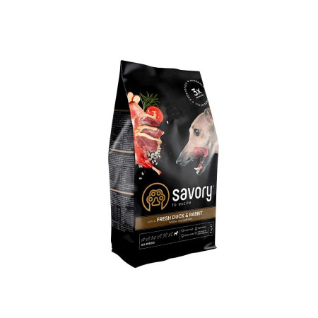 Savory Adult All Breeds rich in Fresh Duck and Rabbit — повнораціонний сухий корм для дорослих собак усіх порід зі свіжою качкою та кроликом, 1 кг Savory Adult All Breeds rich in Fresh Duck and Rabbit — повнораціонний сухий корм для дорослих собак усіх порід зі свіжою качкою та кроликом, 1 кг