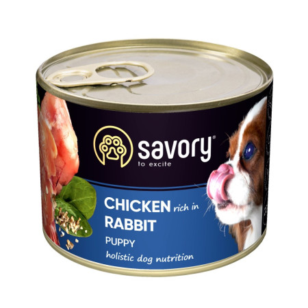 Savory Dog All breeds Puppy Chicken rich in Rabbit паштет: Для цуценят усіх порід з кроликом, 200 г