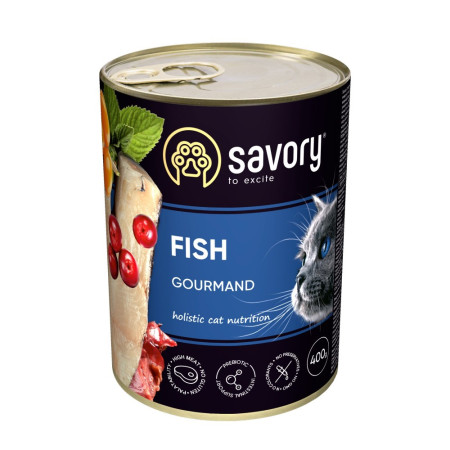 Savory Cat Can Adult Fish: Консерви для вибагливих котів з рибою, 400 г