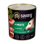 Savory Dog Gourmand 4 meats паштет: Для дорослих собак усіх порід з чотирма видами м'яса, 800 г