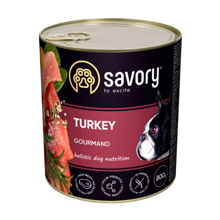 Savory Dog Gourmand Turkey паштет: Для взрослых собак всех пород с индейкой, 800 г