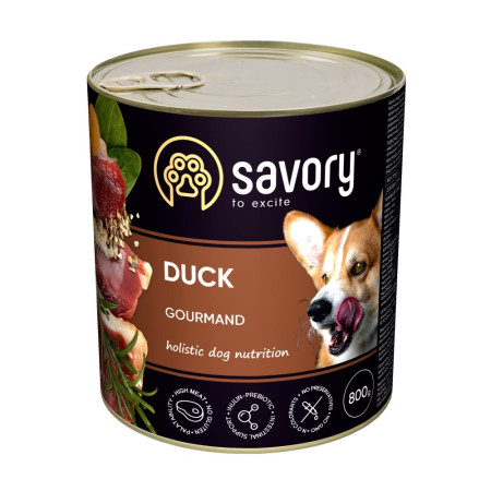 Savory Dog Gourmand Duck паштет: Для дорослих собак усіх порід з качкою, 800 г