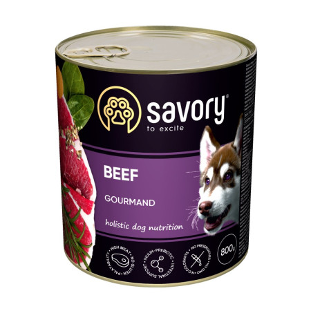Savory Dog Gourmand Beef паштет: Для дорослих собак усіх порід з яловичиною, 800 г