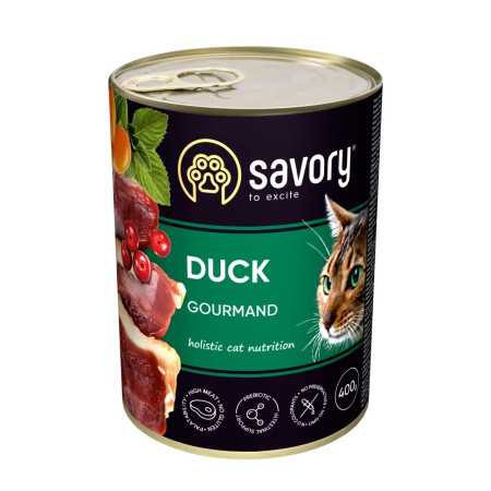 Savory Cat Can Adult Duck: Консерви для вибагливих котів з качкою, 400 г Savory Cat Can Adult Duck: Консерви для вибагливих котів з качкою, 400 г
