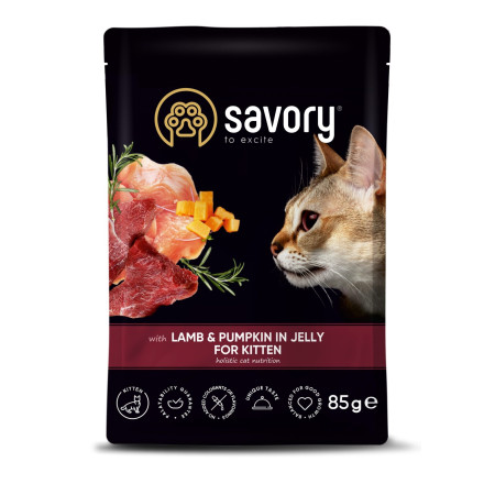 Savory Kitten Pouch Lamb and Pumpkin in Jelly: Для кошенят з ягням та гарбузом у желе, 85 г Savory Kitten Pouch Lamb and Pumpkin in Jelly: Для кошенят з ягням та гарбузом у желе, 85 г