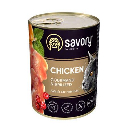 Savory Cat Can Adult Sterilised Chicken: Консерви для стерилізованих котів з куркою, 400 г Savory Cat Can Adult Sterilised Chicken: Консерви для стерилізованих котів з куркою, 400 г