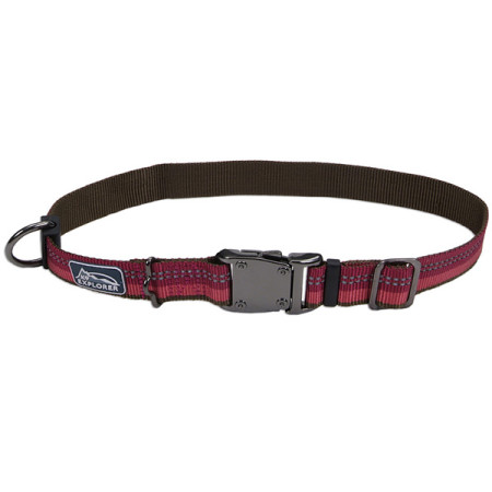 Coastal K9 Explorer Collar КОСТАЛ К9 ЭКСПЛОРЕР светоотражающий ошейник для собак, 2.5х46-66см, цвет малиновый