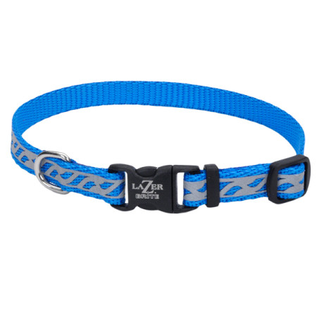 Coastal Lazer Brite Reflective Collar КОСТАЛ ЛАЗЕР БРАЙТ светоотражающий ошейник для собак, 1х20-30см, колір блакитна хвиля