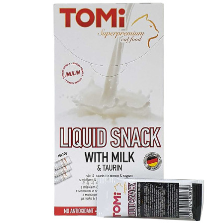 TOMi Liquid Snack Milk & Taurin ТОМІ МОЛОКО З ТАУРИНОМ рідкі ласощі для котів TOMi Liquid Snack Milk & Taurin ТОМІ МОЛОКО З ТАУРИНОМ рідкі ласощі для котів