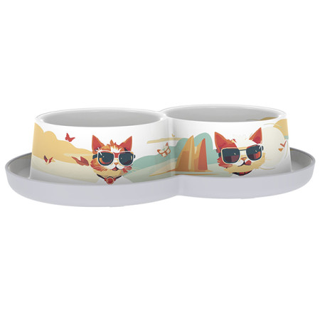 Moderna Double Trendy Dinner Indy&Louise МОДЕРНА ИНДИ и ЛУИЗА двойная миска для котов, 2х350мл Moderna Double Trendy Dinner Indy&Louise МОДЕРНА ИНДИ и ЛУИЗА двойная миска для котов, 2х350мл