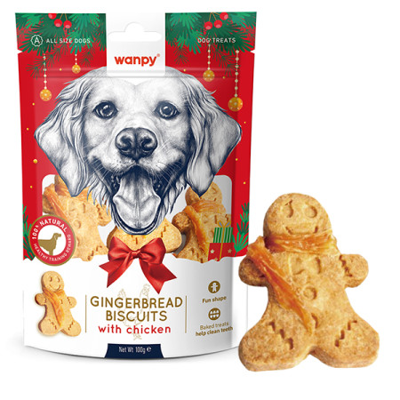 Wanpy Gingerbread Biscuits with Chichen ВАНПІ ІМБИРНИЙ ПРЯНИК З КУРКОЮ ласощі для собак Wanpy Gingerbread Biscuits with Chichen ВАНПІ ІМБИРНИЙ ПРЯНИК З КУРКОЮ ласощі для собак
