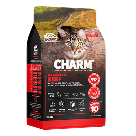 Charm Grass-Fed Beef ЧАРМ БЫЧКИ ВЫКОРМЛЕННЫЕ НА ТРАВЕ сухой беззерновой холистик корм для котов, 340 г