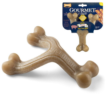 Nylabone Gourmet Wishbone Bacon НІЛАБОН ГУРМЕ ПОТРІЙНА КІСТКА жувальна іграшка для собак, смак бекону Nylabone Gourmet Wishbone Bacon НІЛАБОН ГУРМЕ ПОТРІЙНА КІСТКА жувальна іграшка для собак, смак бекону