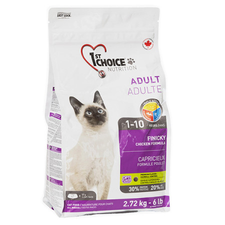 1st Choice Adult Finicky Chicken ФЕСТ ЧОЙС ФИНИКИ КУРИЦА сухой суперпремиум корм для котов привередливых и активных, 2.72 кг