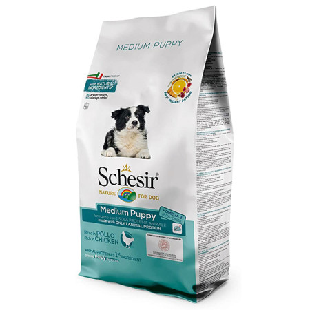 Schesir Dog Medium Puppy ШЕЗІР ЦУЦЕНЯ СЕРЕДНІХ КУРКА сухий монопротеїновий корм для цуценят середніх порід, 12 кг