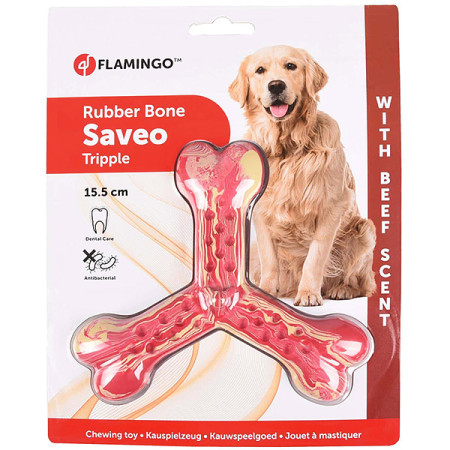 Flamingo Rubber Flexo Saveo Triple Bone Beef ФЛАМІНГО САВЕО ПОТРІЙНА КІСТКА жувальна іграшка для собак, смак яловичини Flamingo Rubber Flexo Saveo Triple Bone Beef ФЛАМІНГО САВЕО ПОТРІЙНА КІСТКА жувальна іграшка для собак, смак яловичини