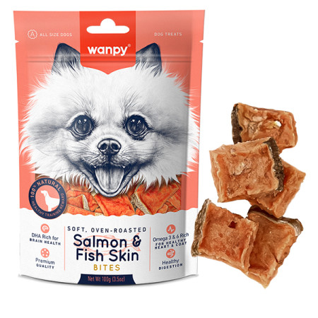 Wanpy Soft Salmon & Fish Skin Bites ВАНПІ М’ЯКІ ШМАТОЧКИ ЛОСОСЯ ласощі для собак Wanpy Soft Salmon & Fish Skin Bites ВАНПІ М’ЯКІ ШМАТОЧКИ ЛОСОСЯ ласощі для собак