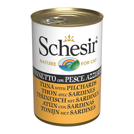 Schesir Tuna with Pilchards ШЕЗІР ТУНЕЦЬ З САРДИНОЮ в желе натуральні консерви для котів, вологий корм, банка 140г Schesir Tuna with Pilchards ШЕЗІР ТУНЕЦЬ З САРДИНОЮ в желе натуральні консерви для котів, вологий корм, банка 140г