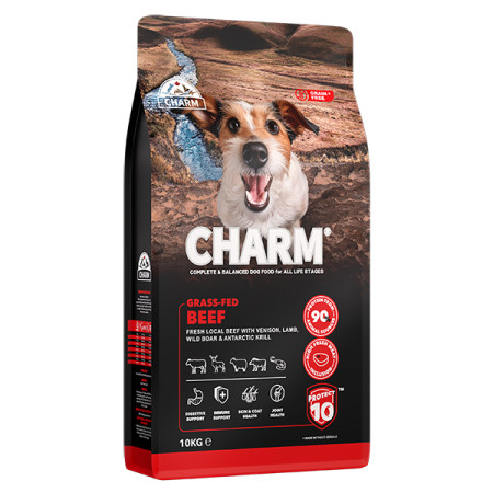 Charm Grass-Fed Beef ЧАРМ БИЧКИ ВІДГОДОВАНІ НА ТРАВІ сухий беззерновий холістик корм для собак, 10 кг