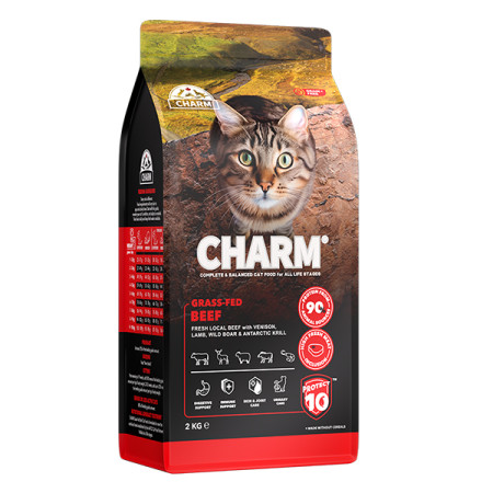 Charm Grass-Fed Beef ЧАРМ БЫЧКИ ВЫКОРМЛЕННЫЕ НА ТРАВЕ сухой беззерновой холистик корм для котов, 2 кг