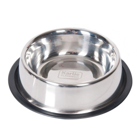 Flamingo Dish Rubber Rim ФЛАМІНГО РУБЕР РІМ миска з гумовим обідком для собак, нержавіюча сталь, 0.71л Flamingo Dish Rubber Rim ФЛАМІНГО РУБЕР РІМ миска з гумовим обідком для собак, нержавіюча сталь, 0.71л